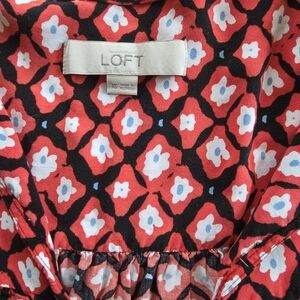 LOFT Red and Black Floral Top